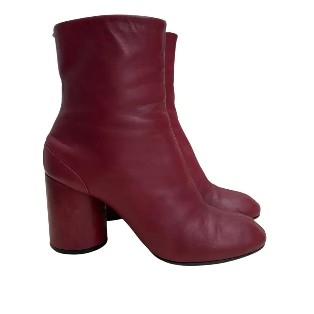 Preowned Maison Martin Margiela burgundy red soft leather ankle boots Size 36.5 - Picture 3 of 8